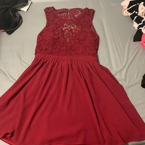 Maroon Shirt Dress with lace front and Open back